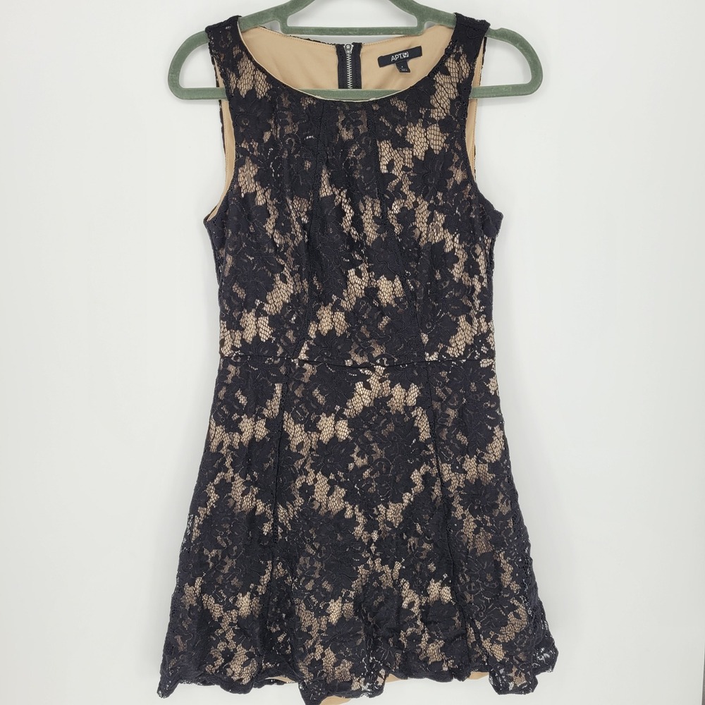 Apt. 9 Lace Fit & Flare Dress Women Size 4 Black Floral Sleeveless Mini romantic